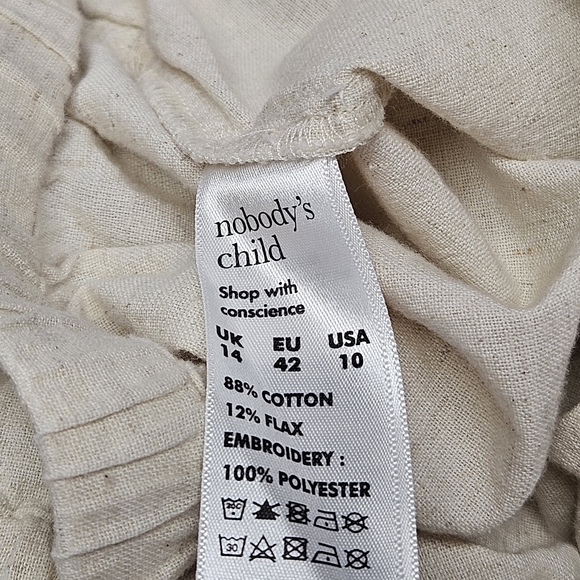 Nobody's Child Oatmeal Black Floral Embroidered Wide Leg Pull On Shona Trousers - Picture 10 of 15